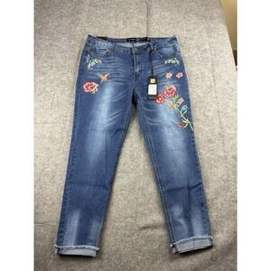 Ranbeeri Jeans Embroidered Floral Skinny 38 Jeans 4-way Stretch Womens US 17